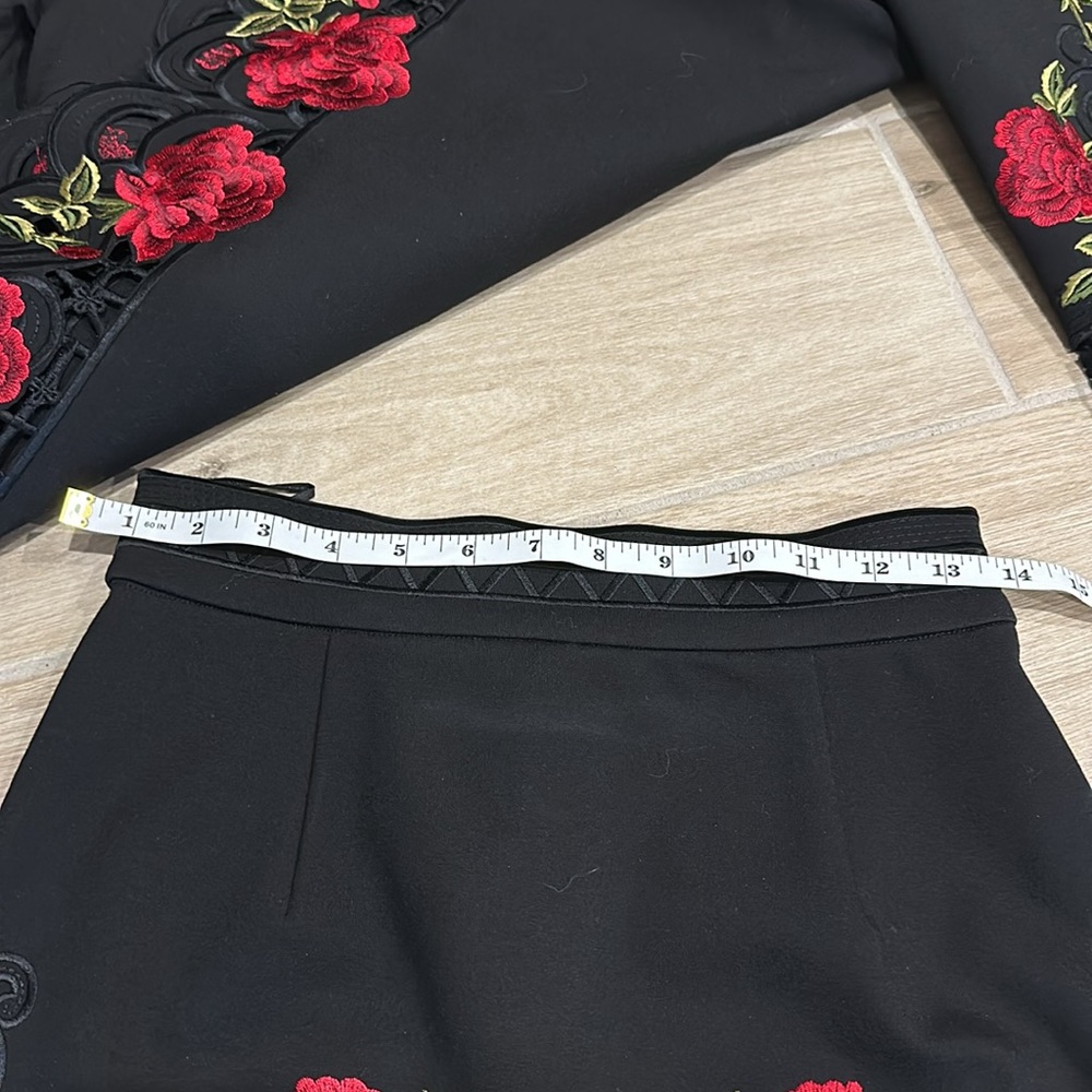 Beautiful suit set rose flowers appliqué Size Small Sunning blazer and skirt - Picture 10 of 14